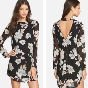 Astr White Cream Backless Sheath Dress with Bishop Sleeves